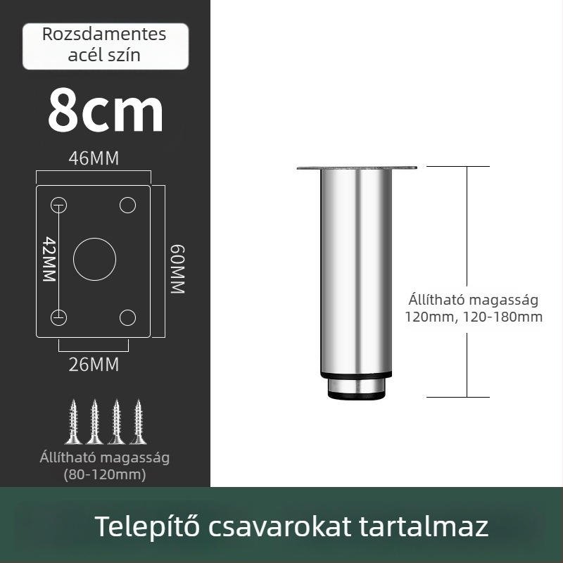 Rozsdamentes acél bútorláb kanapéhoz és TV-szekrényhez, modell 2548, modern egyszerű stílus, galvanizálás