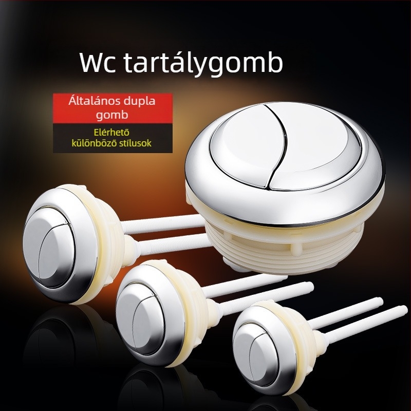 WC-öblítő gomb – dupla nyomású, univerzális kompatibilitás, ABS anyag, kerek forma