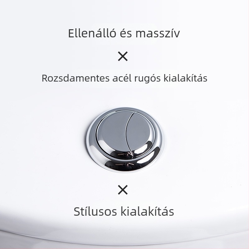 WC-öblítő gomb – dupla nyomású, univerzális kompatibilitás, ABS anyag, kerek forma