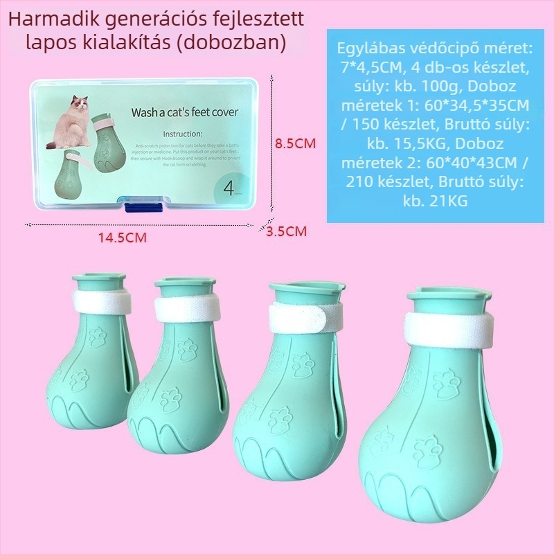 Gumiból készült macska cipő, csúszásmentes, rajzfilm stílus, egyszínű mintázat