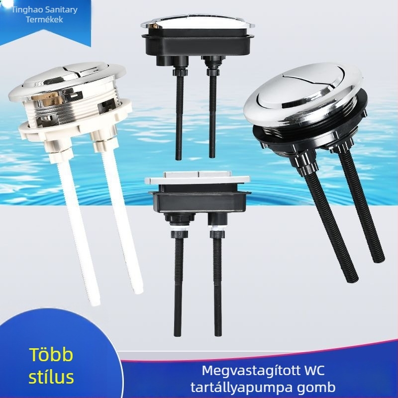 WC-tartály gomb, dupla nyomású egyetemes öblítés, elektroplatált felület, OEM, szereléshez