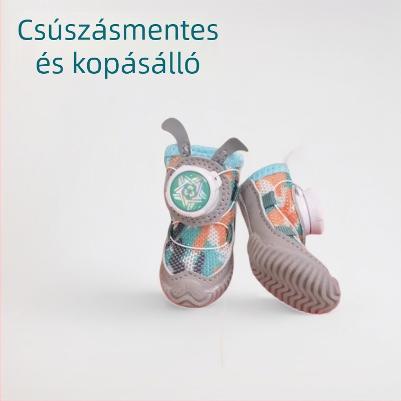 De Wangxing Kisállatcipő, Légáteresztő Hálós Anyagból, Kis Kutyáknak, Forgócsattal, 4 Darabos Készlet