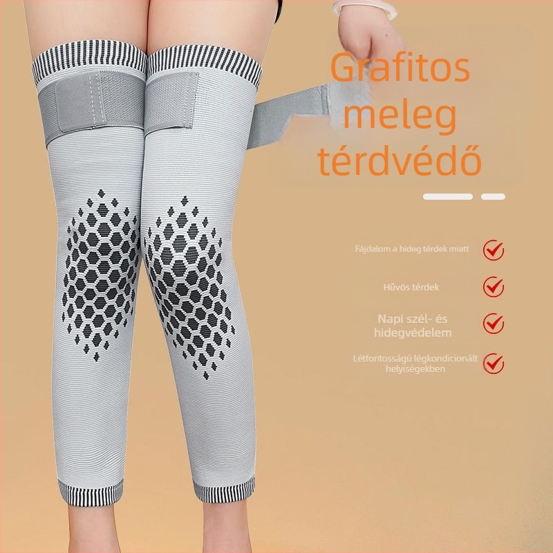 Hosszú, lélegző grafén térdvédő nylon burkolattal és fleece béléssel futáshoz, edzéshez, kerékpározáshoz és kosárlabdához
