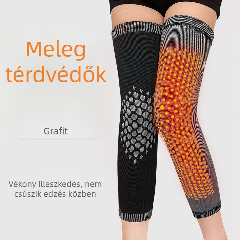 Hosszú, lélegző grafén térdvédő nylon burkolattal és fleece béléssel futáshoz, edzéshez, kerékpározáshoz és kosárlabdához