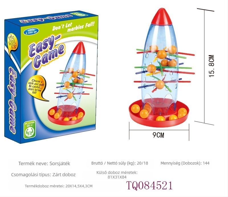 Családi asztali játék: puzzle, interaktív; műanyagból; 4-14 éveseknek; származás Shantou, Guangdong