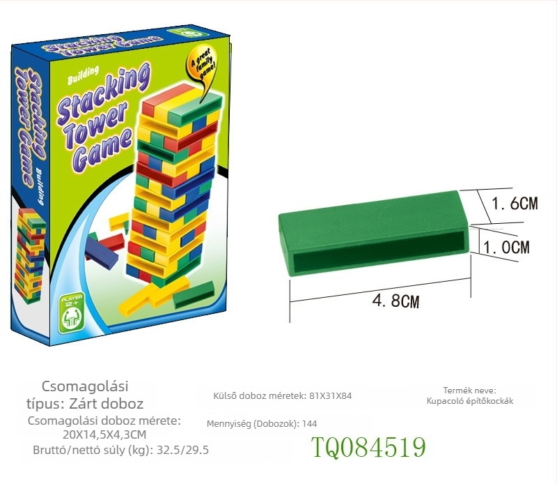 Családi asztali játék: puzzle, interaktív; műanyagból; 4-14 éveseknek; származás Shantou, Guangdong