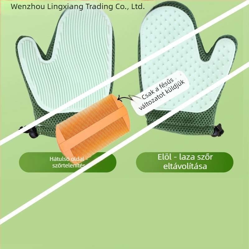 Macska ápoló kesztyűk – eltávolítják a kilógó szőrt, masszázs kesztyű, alkalmas Ragdoll és hosszú szőrű cicáknak; Márka Lingxiang