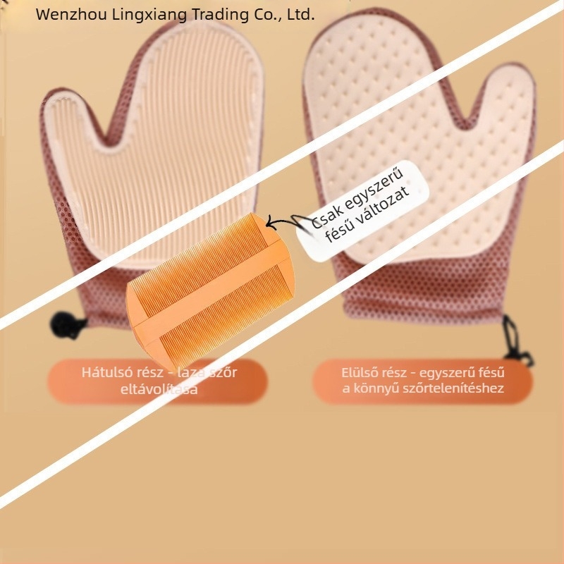 Macska ápoló kesztyűk – eltávolítják a kilógó szőrt, masszázs kesztyű, alkalmas Ragdoll és hosszú szőrű cicáknak; Márka Lingxiang