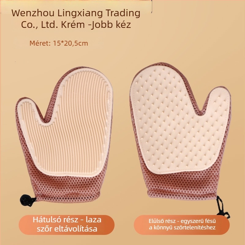 Macska ápoló kesztyűk – eltávolítják a kilógó szőrt, masszázs kesztyű, alkalmas Ragdoll és hosszú szőrű cicáknak; Márka Lingxiang