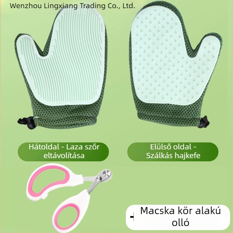 Macska ápoló kesztyűk – eltávolítják a kilógó szőrt, masszázs kesztyű, alkalmas Ragdoll és hosszú szőrű cicáknak; Márka Lingxiang