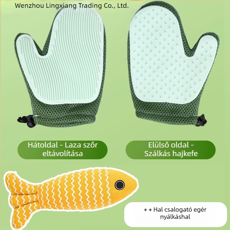 Macska ápoló kesztyűk – eltávolítják a kilógó szőrt, masszázs kesztyű, alkalmas Ragdoll és hosszú szőrű cicáknak; Márka Lingxiang