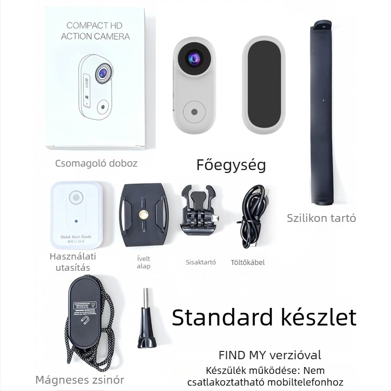 Nagyfelbontású mágneses akciókamera kültéri sportokra, kompakt mini kamera nyakörvre, háziállatok mozgásának rögzítése