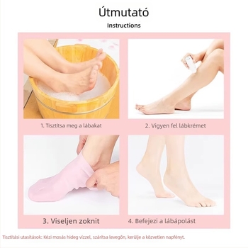 Silikon sarokvédő burkolat hidratáló lábmaszkkal, zokni-maszk anti-szárazság és repede repedések ellen, általános használatra