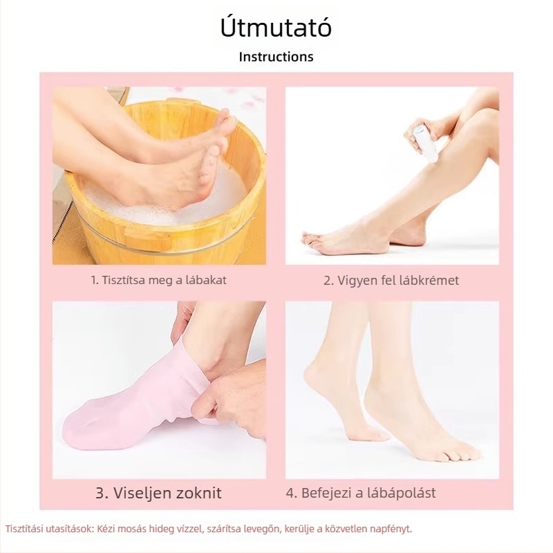 Silikon sarokvédő burkolat hidratáló lábmaszkkal, zokni-maszk anti-szárazság és repede repedések ellen, általános használatra