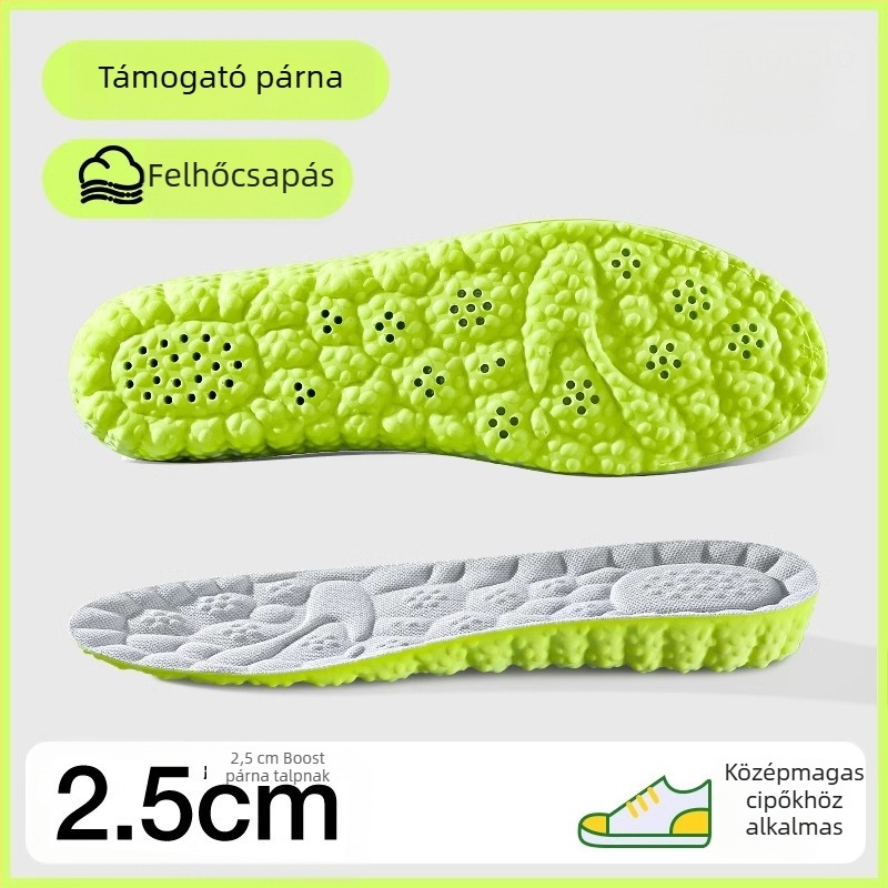 Magasságot növelő talpbetét nőknek és férfiaknak, PU anyag, teljes talpbetét, modell P Hook Full-Sole Height-Increasing, nyomtatott mintázat, uniszex, sportos és hétköznapi cipőkhöz