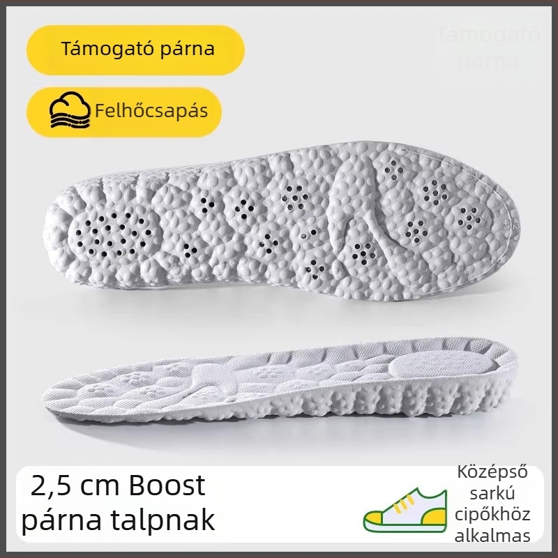 Magasságot növelő talpbetét nőknek és férfiaknak, PU anyag, teljes talpbetét, modell P Hook Full-Sole Height-Increasing, nyomtatott mintázat, uniszex, sportos és hétköznapi cipőkhöz