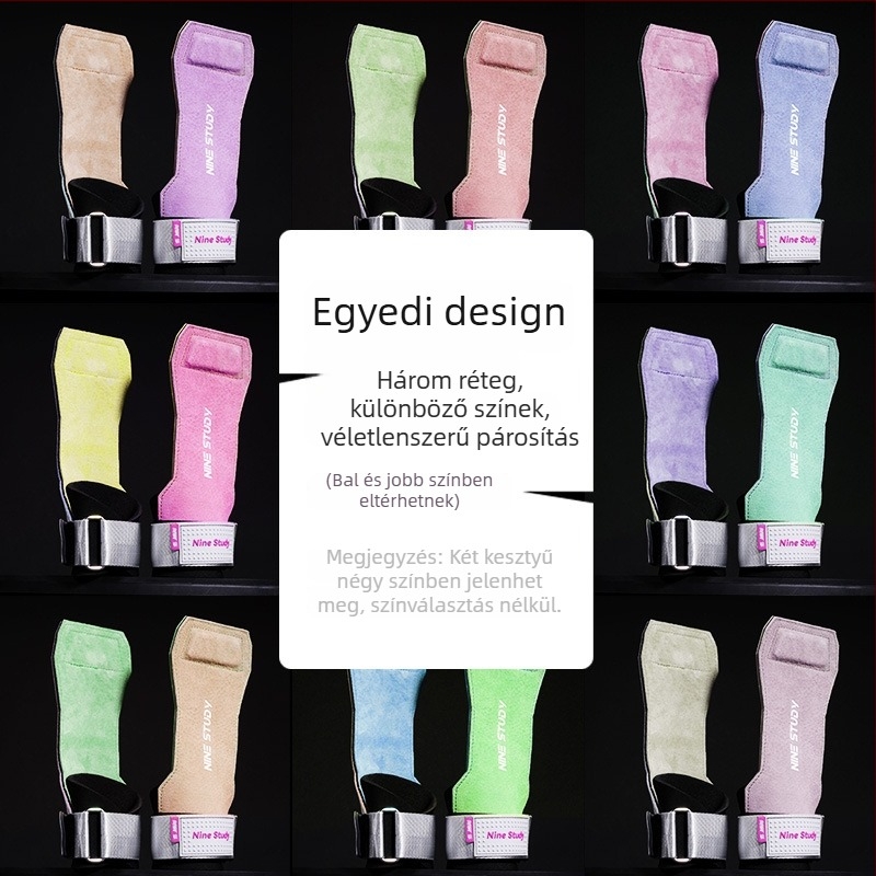 Csuklópánt természetes bőrből készült tenyérvédővel súlyemeléshez, felhúzásokhoz – uniszex