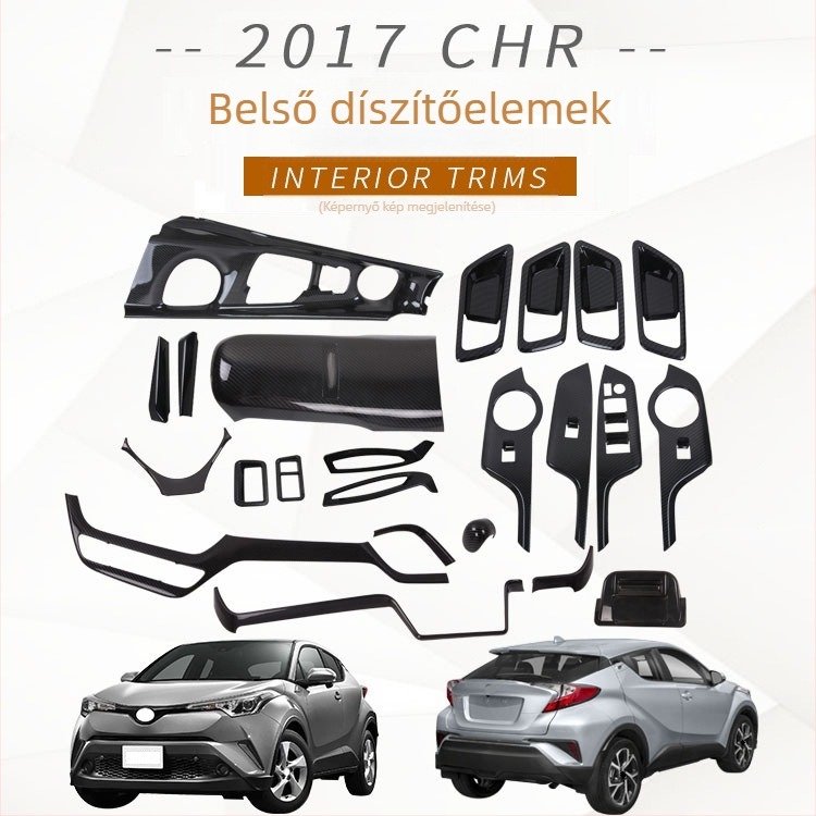ABS belső módosító alkatrészek a Toyota CHR 2017-hez — könyöktámasz, belső fogantyú, váltókar keret, légkivezető nyílás és fényszóró állítás