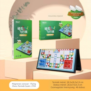 Mágneses, összecsukható sakk-dáma tábla, 2 az 1-ben – műanyag oktató játék gyerekeknek