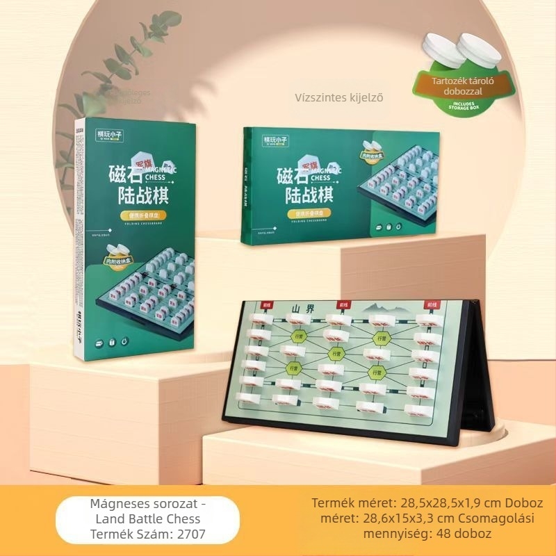 Mágneses, összecsukható sakk-dáma tábla, 2 az 1-ben – műanyag oktató játék gyerekeknek