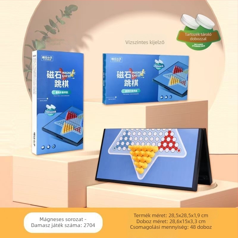 Mágneses, összecsukható sakk-dáma tábla, 2 az 1-ben – műanyag oktató játék gyerekeknek