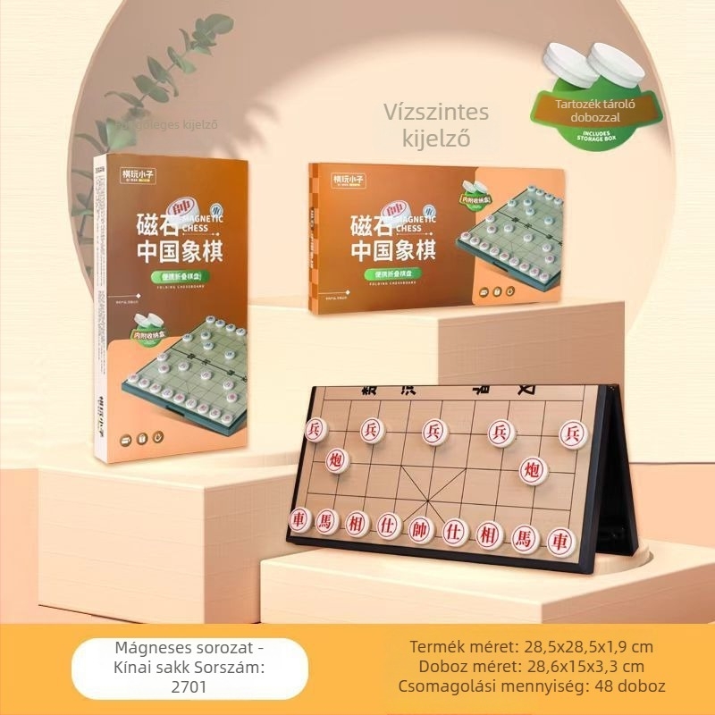Mágneses, összecsukható sakk-dáma tábla, 2 az 1-ben – műanyag oktató játék gyerekeknek