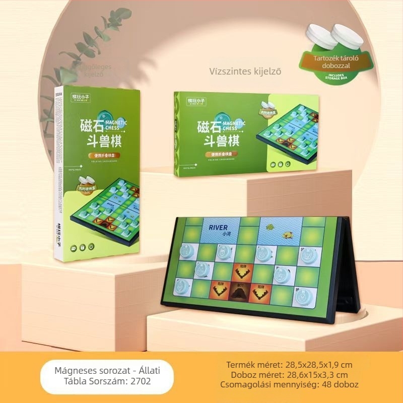 Mágneses, összecsukható sakk-dáma tábla, 2 az 1-ben – műanyag oktató játék gyerekeknek