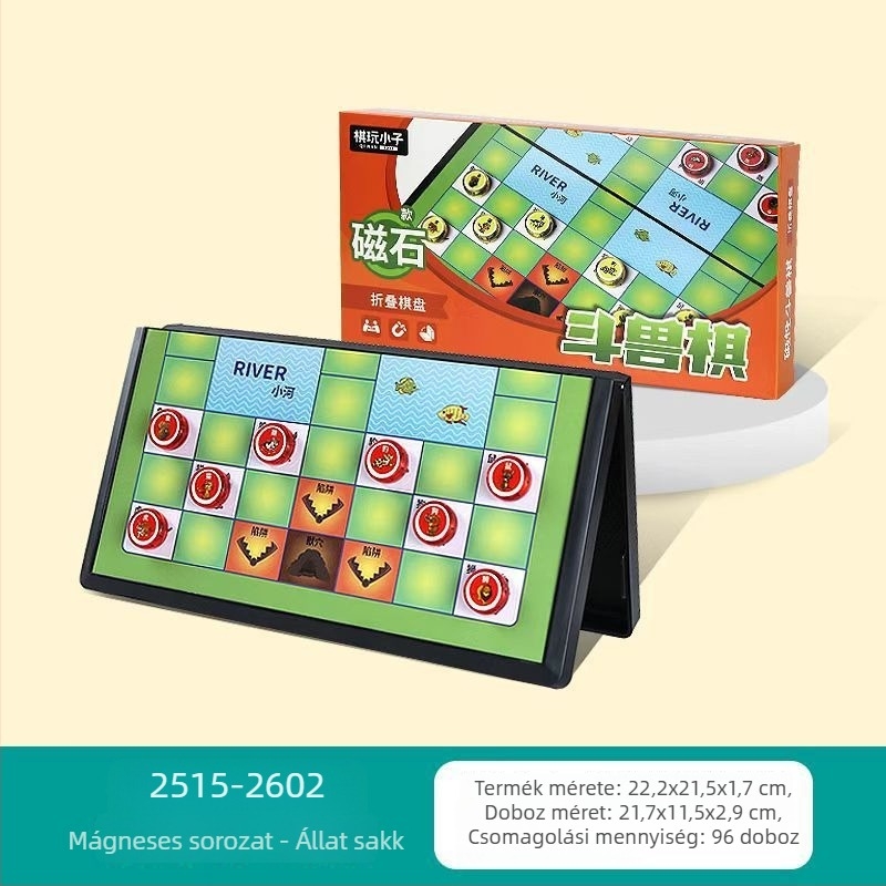 Mágneses, összecsukható sakk-dáma tábla, 2 az 1-ben – műanyag oktató játék gyerekeknek