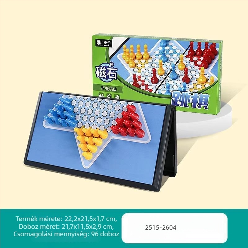 Mágneses, összecsukható sakk-dáma tábla, 2 az 1-ben – műanyag oktató játék gyerekeknek