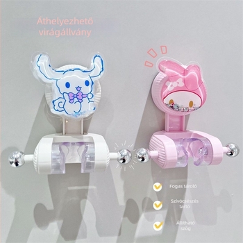 Gyerekeknek készült zuhanytartó szívófejes kivitel, mozgatható konzol, fúrás nélküli telepítés, strapabíró fürdőszobai rögzítés, virágos dizájn