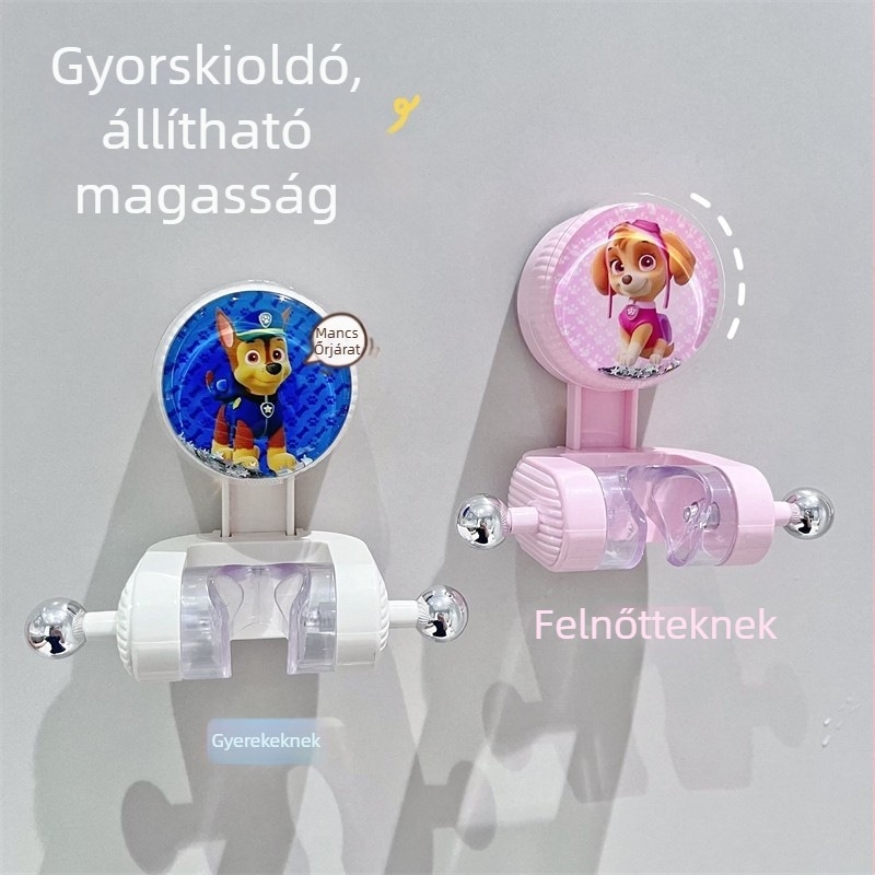 Gyerekeknek készült zuhanytartó szívófejes kivitel, mozgatható konzol, fúrás nélküli telepítés, strapabíró fürdőszobai rögzítés, virágos dizájn