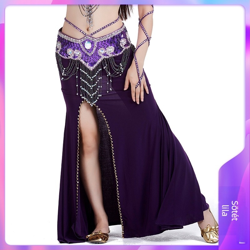 Gyöngyös hímzésű hastánc szoknya, Crystal Cotton anyag, 100% poliészter, felnőtt nőknek