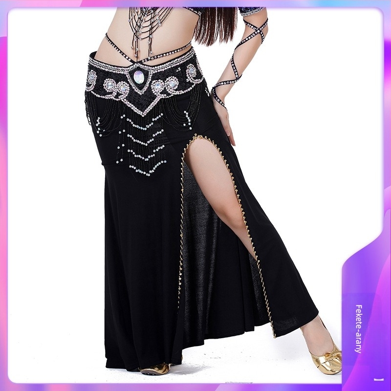 Gyöngyös hímzésű hastánc szoknya, Crystal Cotton anyag, 100% poliészter, felnőtt nőknek