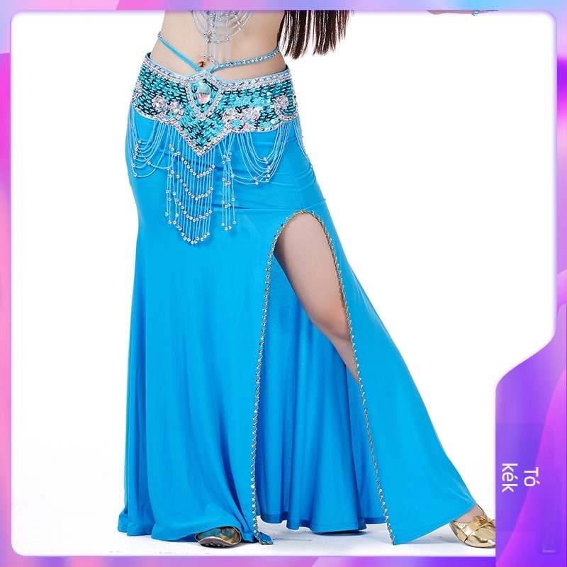 Gyöngyös hímzésű hastánc szoknya, Crystal Cotton anyag, 100% poliészter, felnőtt nőknek