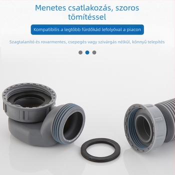 Hajlított, kihúzható lefolyócső fürdőhöz szag- és rovarbiztos kialakítással – fürdőkádban és zuhanyzónál; CE tanúsítvány; anyag: Egyéb; tanúsítvány száma: Egyéb; telepítés: Nem biztosított