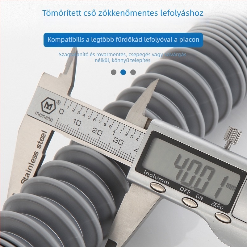 Hajlított, kihúzható lefolyócső fürdőhöz szag- és rovarbiztos kialakítással – fürdőkádban és zuhanyzónál; CE tanúsítvány; anyag: Egyéb; tanúsítvány száma: Egyéb; telepítés: Nem biztosított