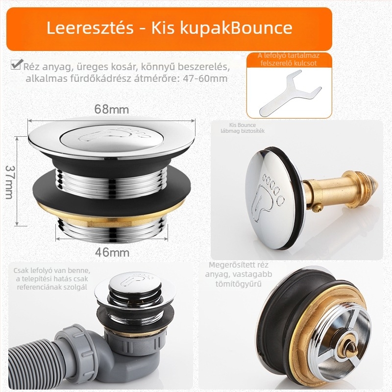 Hajlított, kihúzható lefolyócső fürdőhöz szag- és rovarbiztos kialakítással – fürdőkádban és zuhanyzónál; CE tanúsítvány; anyag: Egyéb; tanúsítvány száma: Egyéb; telepítés: Nem biztosított