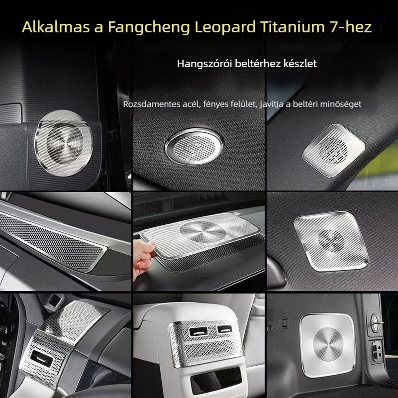 Belső porvédő fedél a hangszórógyűrűhöz és a központi szellőzőhöz, modell Equation Leopard Titanium 7, rozsdamentes acél