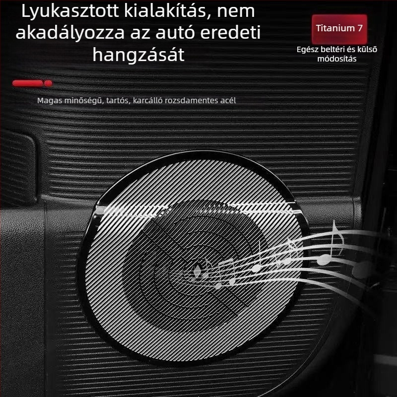 Belső porvédő fedél a hangszórógyűrűhöz és a központi szellőzőhöz, modell Equation Leopard Titanium 7, rozsdamentes acél