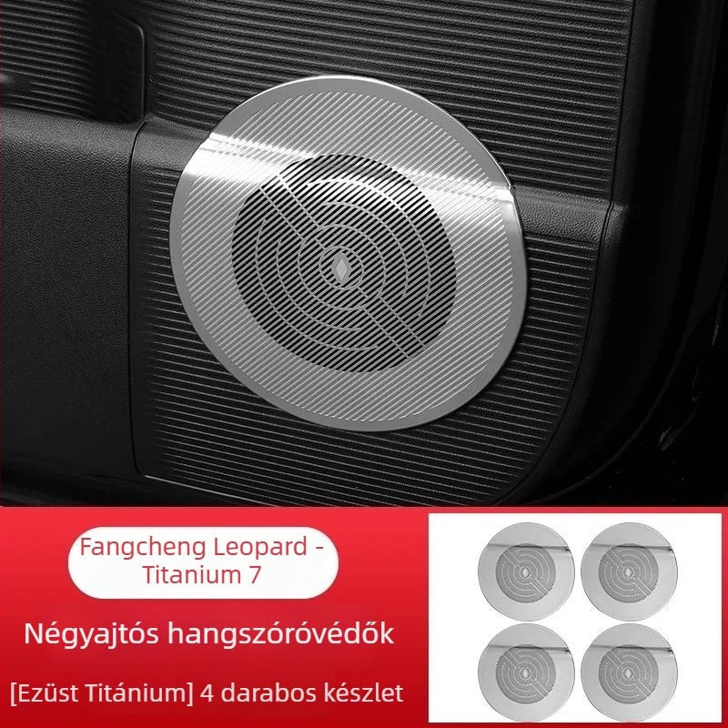 Belső porvédő fedél a hangszórógyűrűhöz és a központi szellőzőhöz, modell Equation Leopard Titanium 7, rozsdamentes acél