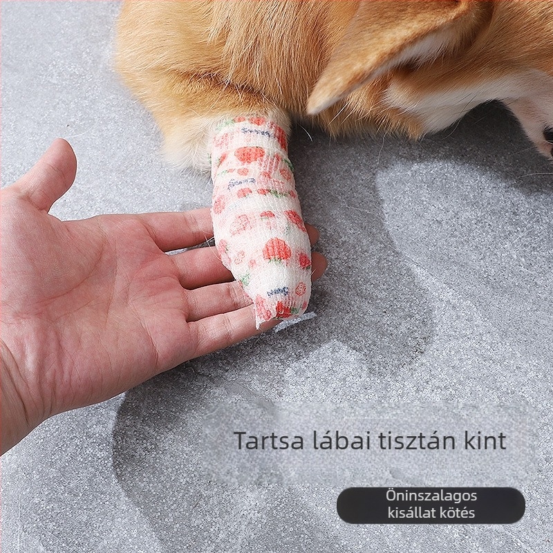 Vízálló kutya esőcsizmái, csúszásmentes talppal, öntapadó kötésű lábvédőkkel — univerzális illeszkedés