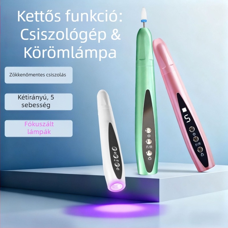 Hordozható 2 az 1-ben körömdíszítő lámpával – elektromos körömcsiszoló és holt bőr eltávolító (Modell 8816, Eredet: Zhejiang, Márka: Mások, Hazai Márka)