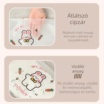 Utazáshoz kocka alakú Ziplock tárolótáska — PET anyagú, zárt, többfunkciós szervező ruházathoz, kozmetikumokhoz, cipőkhöz és tisztálkodási termékekhez