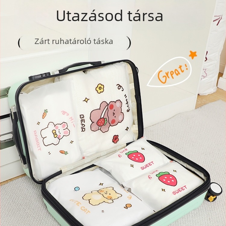 Utazáshoz kocka alakú Ziplock tárolótáska — PET anyagú, zárt, többfunkciós szervező ruházathoz, kozmetikumokhoz, cipőkhöz és tisztálkodási termékekhez