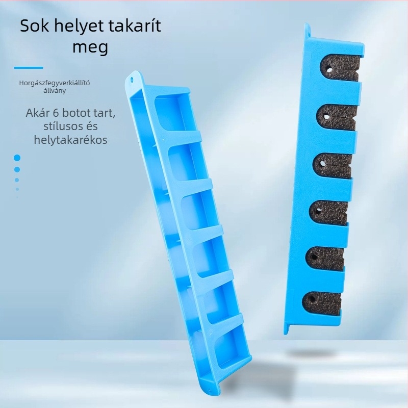 Horgászbotok tároló állvány – falra szerelhető, kijelző és rendező