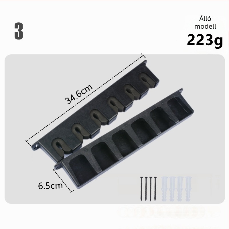 Horgászbotok tároló állvány – falra szerelhető, kijelző és rendező