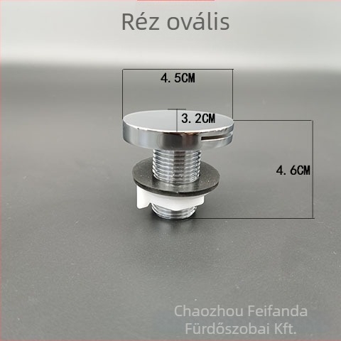 Fifanda vizeletürítő cső hátoldali vízbevezető csatlakozással, réz toll alakú felső, réz végdugó, ovális urinal