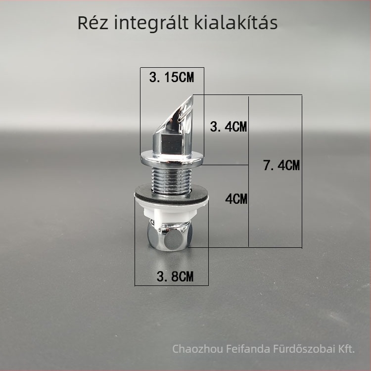 Fifanda vizeletürítő cső hátoldali vízbevezető csatlakozással, réz toll alakú felső, réz végdugó, ovális urinal