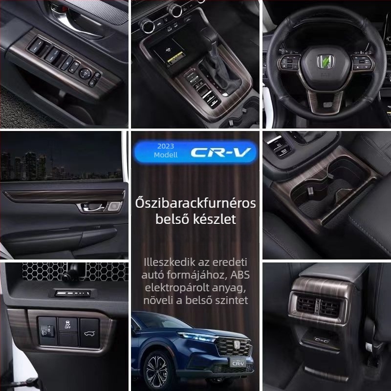 Honda CR-V 23 központi konzol keret, belső üvegemelő panel, szellőző, műanyag kivitel, fa textúra