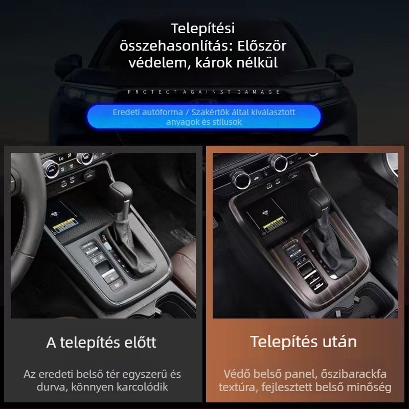 Honda CR-V 23 központi konzol keret, belső üvegemelő panel, szellőző, műanyag kivitel, fa textúra